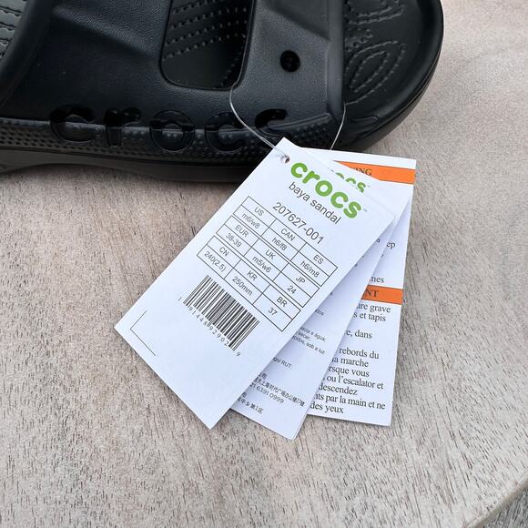 Crocs Baya Slides Unisex Mens 6 Women 8 Sandals Waterproof Black Shoes New - Picture 14 of 16